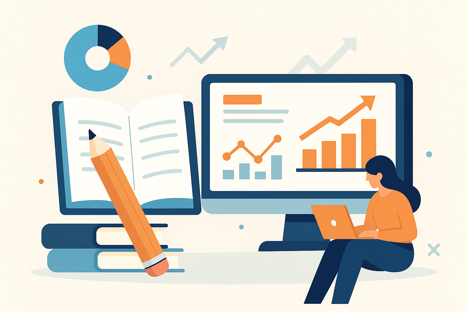 Ilustración sobre lectura y gráficos financieros